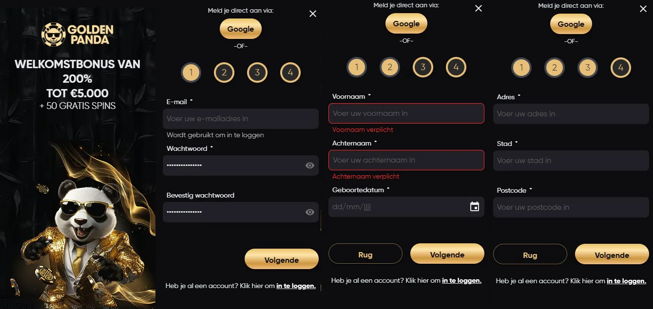 Registratie Golden Panda